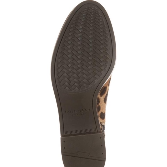COLE HAAN Harrington Grand Genuine Calf Hair Bootie Leather Leopard Ankle Boots - Picture 7 of 9